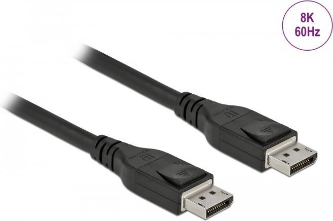 Delock - DisplayPort-Kabel - DisplayPort (M) zu DisplayPort (M) - DisplayPort 1,4 - 10,0m - aktiv, unterstützt 8K 60 Hz (7680 x 4320), unterstützt 5K 120 Hz (5120 x 2880), unterstützt 4K 240 Hz (3840 x 2160) - Schwarz (85502) von Delock