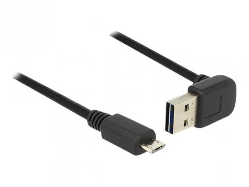 Delock EASY USB 2.0 Kabel A Stecker oben/unten gewinkelt  micro B Stecker USB-Kabel, (500 cm) von Delock
