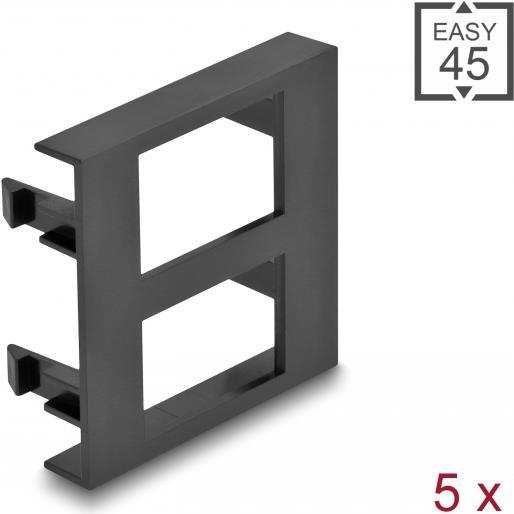 Delock - Easy 45 - Einrastmodul - 45 x 45 mm, rectangular cut-out 17 x 24,3 mm - 2-fach - Schwarz (Packung mit 5) (81401) von Delock