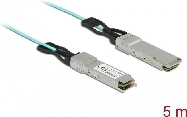 Delock - Ethernet 40 GBase-AOC-Kabel - QSFP+ (M) zu QSFP+ (M) - 5 m - 3 mm - SFF-8436 - Active Optical Cable (AOC) - Aquamarin von Delock