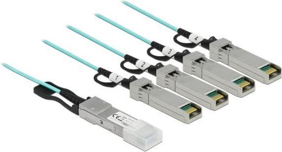 Delock - Ethernet 40 GBase-AOC-Kabel - QSFP+ (M) zu SFP+ (M) - 3 m - 3 mm - SFF-8436 - Active Optical Cable (AOC) - Aquamarin von Delock