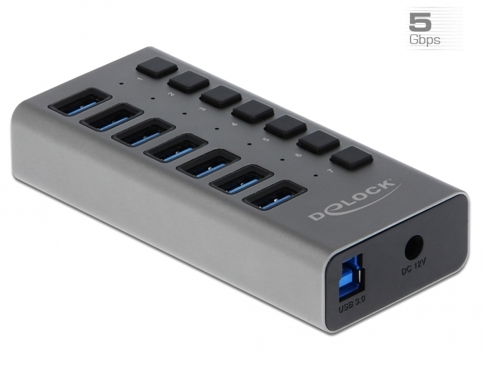 Delock Externer SuperSpeed USB Hub mit 7 Ports + Schalter von Delock