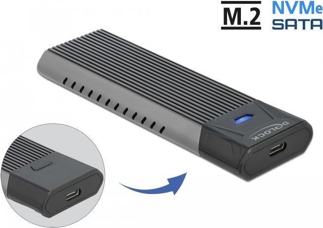 Delock Externes USB Type-C Combo Gehäuse für M.2 NVMe PCIe oder SATA SSD - werkzeugfrei (42638) von Delock