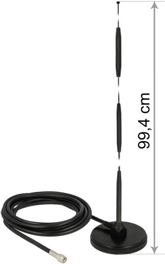 Delock GSM Antenne SMA Stecker 7 dBi starr omnidirektional mit magnetischem Standfuß und Anschlusskabel RG-58 3 m outdoor schwarz (12432) von Delock
