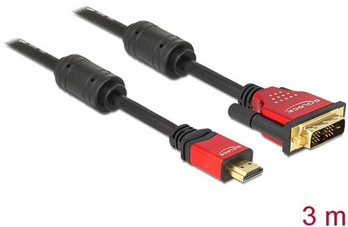 Delock HDMI / DVI Adapterkabel HDMI-A Stecker, DVI-D 18+1pol. Stecker 3.00m Schwarz 84343 HDMI-Kabel von Delock