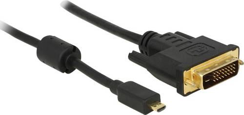 Delock HDMI / DVI Adapterkabel HDMI-Micro-D Stecker, DVI-D 24+1pol. Stecker 1.00m Schwarz 83585 mit von Delock