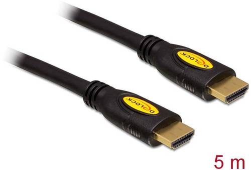 Delock HDMI Anschlusskabel HDMI-A Stecker, HDMI-A Stecker 5.00m Schwarz 82455 vergoldete Steckkontak von Delock