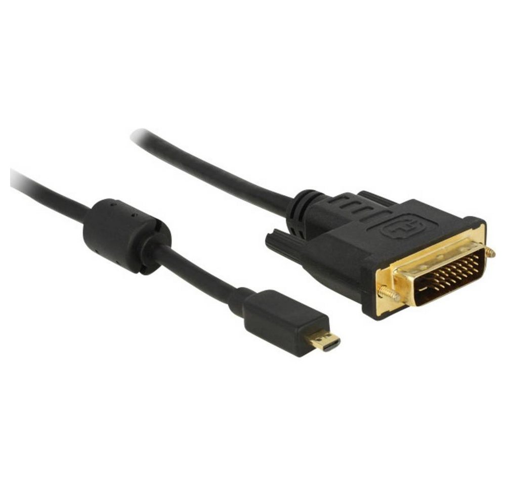 Delock HDMI Kabel Micro-D Stecker zu DVI 24+1 Stecker 1 HDMI-Kabel, (1.00 cm), mit Ferritkern, schraubbar, vergoldete Steckkontakte von Delock