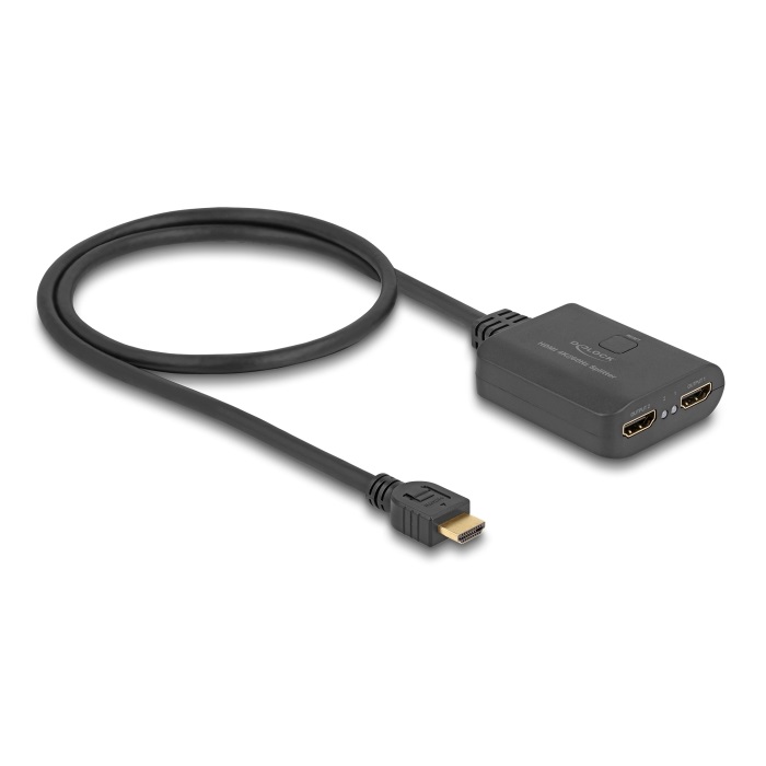 Delock HDMI Splitter 1 x HDMI in zu 2 x HDMI out 4K 60 Hz - mit Downscaler von Delock
