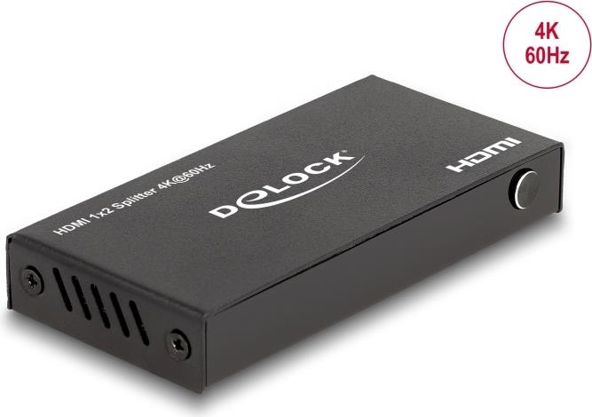 Delock HDMI Splitter 1 x in zu 2 out 4K 60 Hz mit Downscaler (18651) von Delock