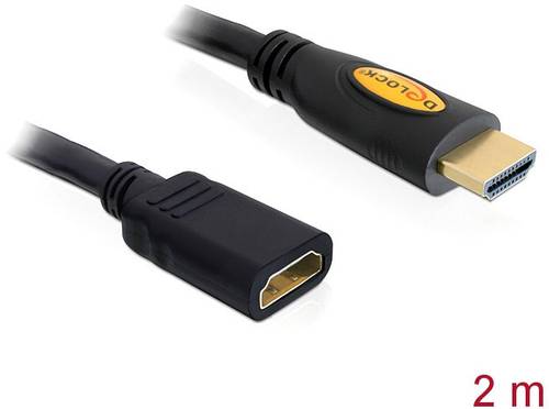 Delock HDMI Verlängerungskabel HDMI-A Stecker, HDMI-A Buchse 2.00m Schwarz 83080 vergoldete Steckko von Delock