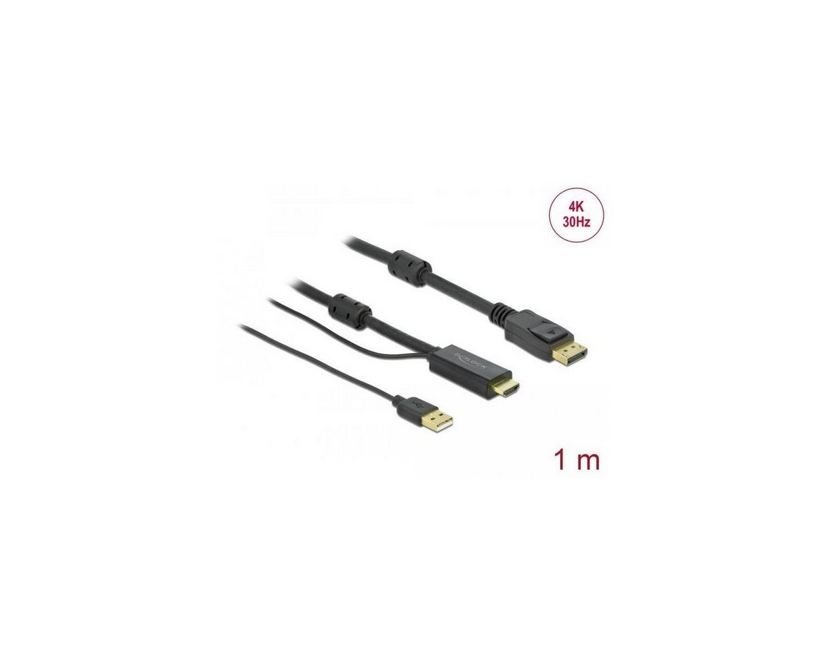 Delock HDMI zu DisplayPort Kabel 4K 30 Hz 1 m HDMI-Kabel, HDMI-A, DisplayPort (100,00 cm) von Delock