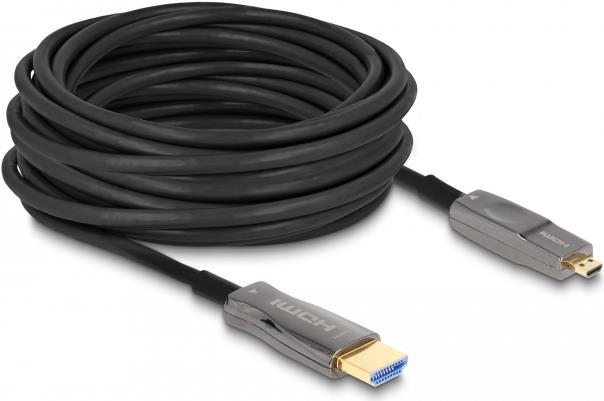 Delock - High Speed - HDMI-Kabel - 19 pin micro HDMI Type D m�nnlich zu HDMI m�nnlich - 10,0m - Hybrid Kupfer/Kohlefaser - Schwarz - aktiv, Support von 8K 60 Hz, 12,70cm (5") 1 (86005) von Delock
