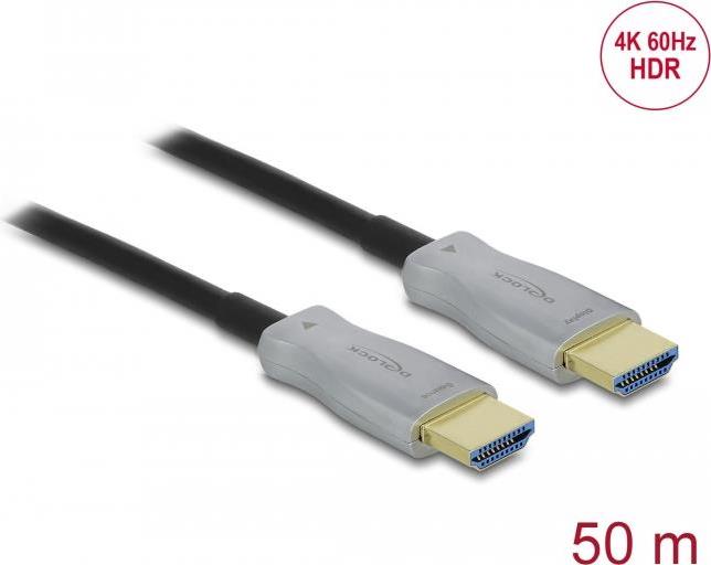 Delock - Highspeed HDMI-Kabel - HDMI m�nnlich bis HDMI m�nnlich - 50,0m - Glasfaser - Schwarz - 4K Unterst�tzung, Active Optical Cable (AOC) (84133) von Delock