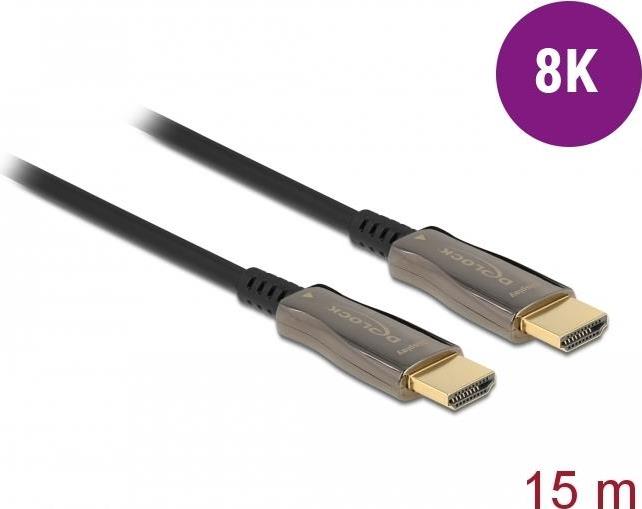 Delock - Highspeed HDMI-Kabel - HDMI männlich bis HDMI männlich - 15,0m - Schwarz - unterstützt 8K 60 Hz (7680 x 4320) (84037) von Delock