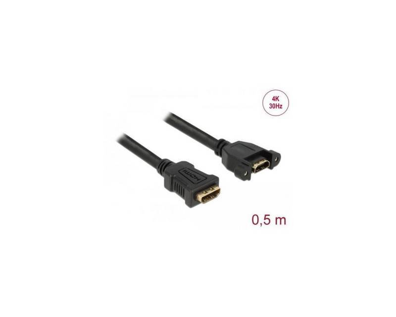 Delock Kabel HDMI-A Buchse > HDMI-A Buchse zum Einbau 4K 30 Hz 0,5 m Computer-Kabel, HDMI-A, HDMI (50,00 cm) von Delock
