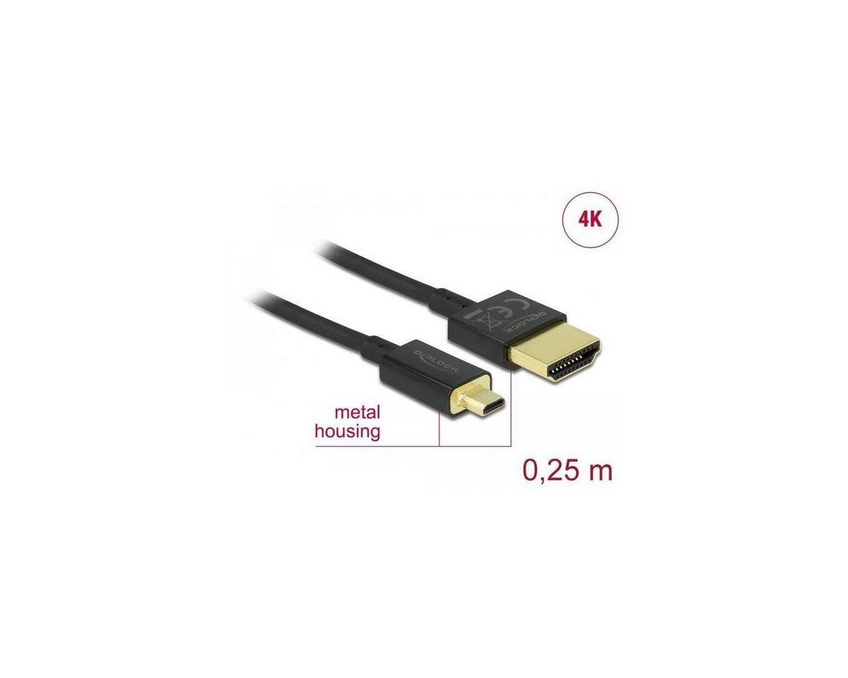 Delock Kabel High Speed HDMI mit Ethernet - HDMI-A Stecker >... HDMI-Kabel, HDMI micro D, HDMI (25,00 cm) von Delock