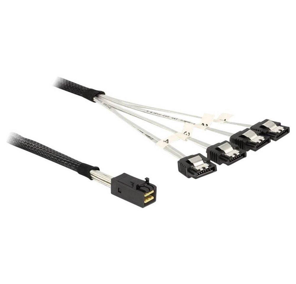 Delock Kabel Mini SAS HD x 4 SFF 8643 zu 4 x SATA 7 Pin Computer-Kabel, (0.50 cm), gesleeved von Delock