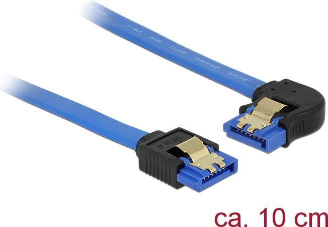 Delock Kabel SATA 6 Gb/s Buchse gerade > SATA Buchse links gewinkelt 10 cm blau mit Goldclips (84982) von Delock