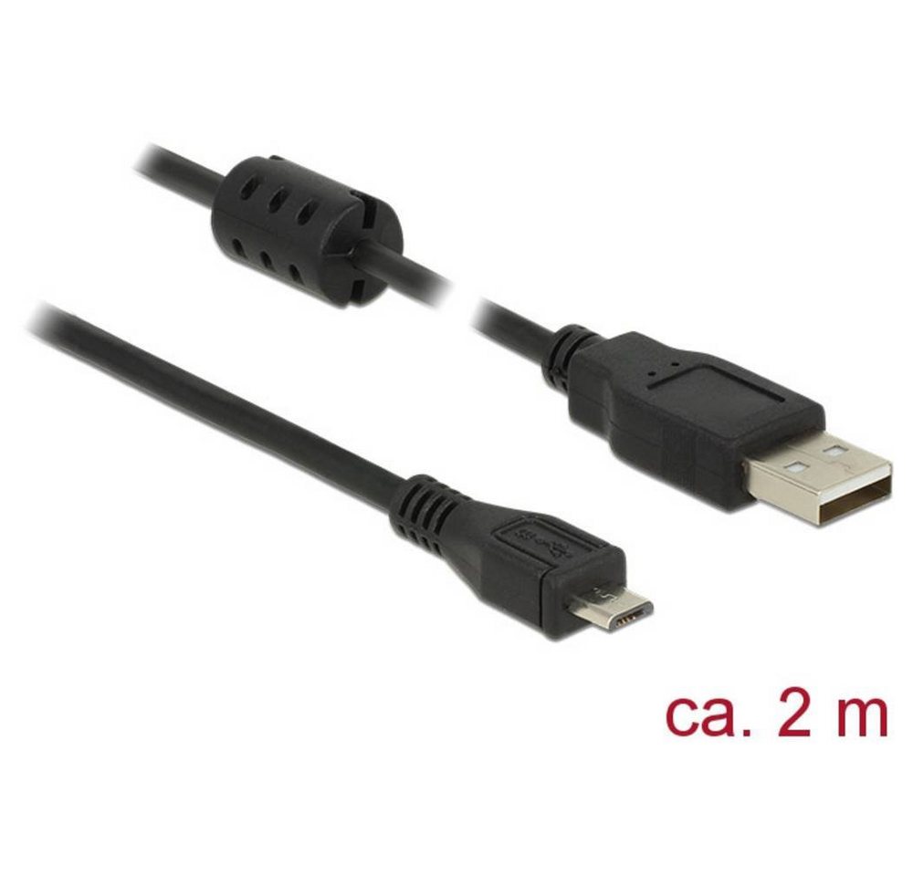 Delock Kabel USB 2 Typ-A Stecker - USB 2 Micro-B Stecker USB-Kabel, (2.00 cm), mit Ferritkern von Delock