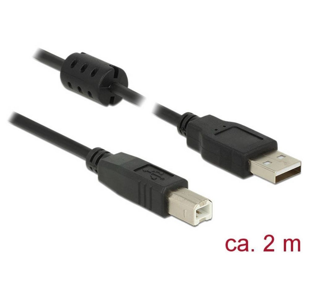 Delock Kabel USB 2 Typ-A Stecker - USB 2 Typ-B Stecker USB-Kabel, (2.00 cm), mit Ferritkern von Delock