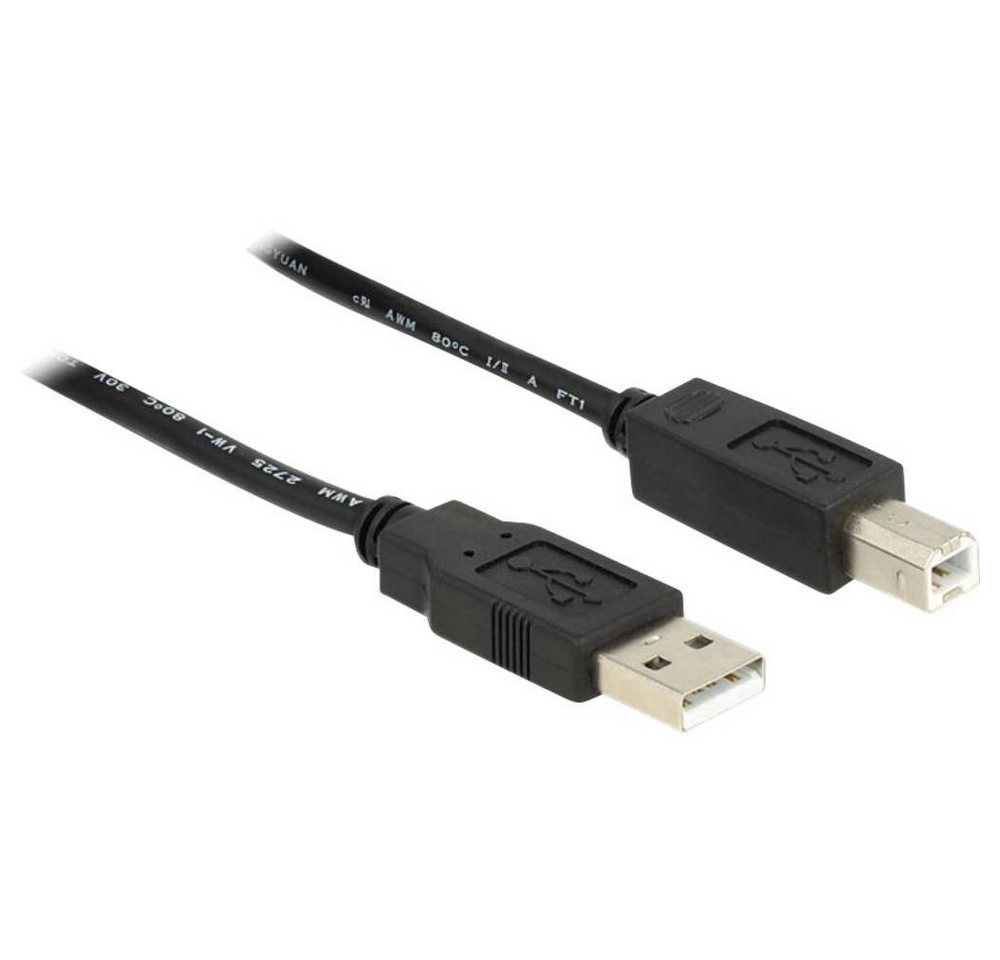 Delock Kabel USB 2 Typ A Stecker zu USB 2 Typ B Stecker USB-Kabel, (20.00 cm), UL-zertifiziert von Delock