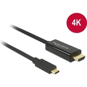 Delock Kabel USB Type-C Stecker > HDMI Stecker (DP Alt Mode) 4K 30 Hz 1 m schwarz (85258) von Delock