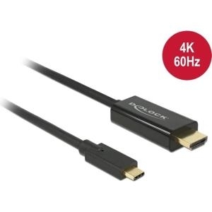 Delock Kabel USB Type-C Stecker > HDMI Stecker (DP Alt Mode) 4K 60 Hz 1 m schwarz (85290) von Delock