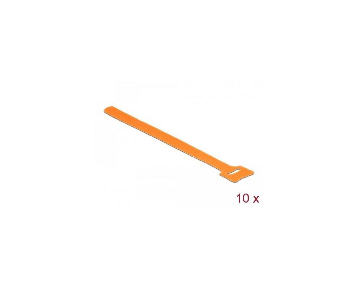 Delock Kabelbinder Klett-Kabelbinder L 200 mm x B 12 mm 10 Stück orange von Delock