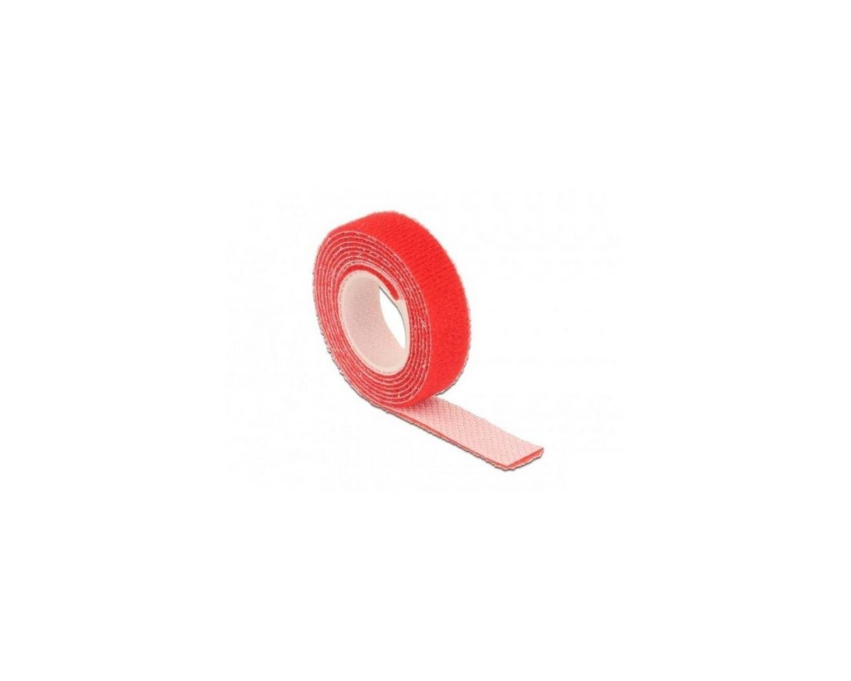 Delock Kabelbinder Klettband auf Rolle L 1 m x B 13 mm rot von Delock