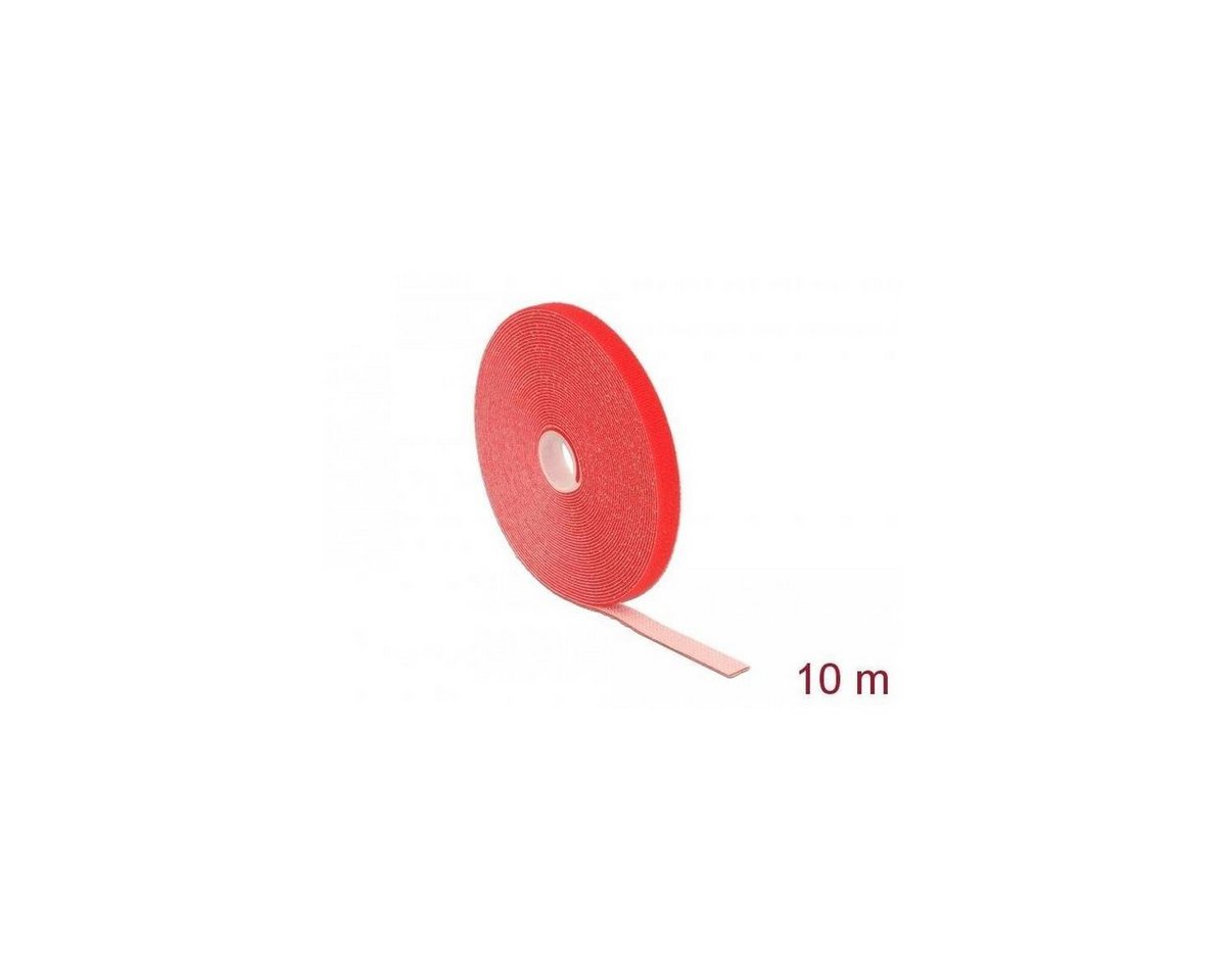 Delock Kabelbinder Klettband auf Rolle L 10 m x B 13 mm rot von Delock