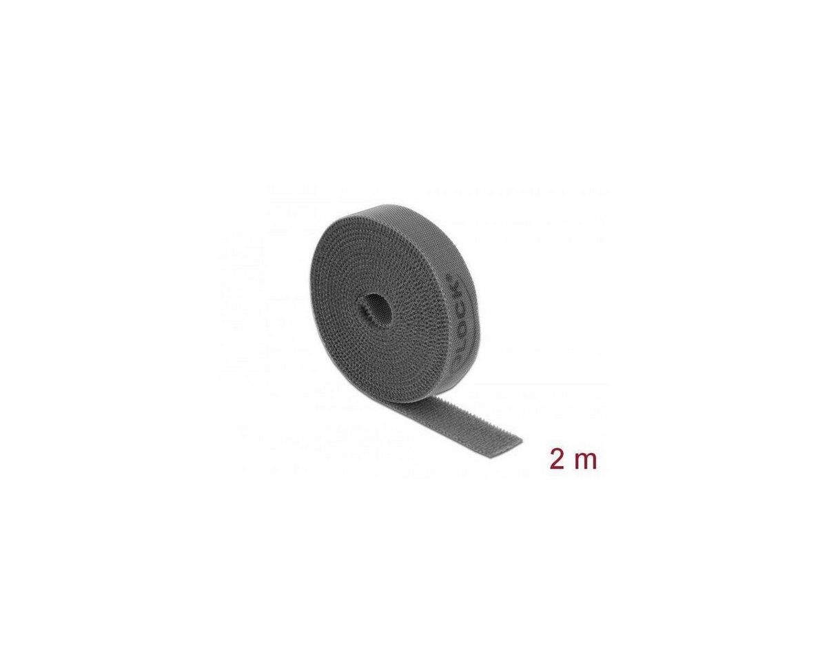 Delock Kabelbinder Klettband auf Rolle L 2 m x B 15 mm grau von Delock