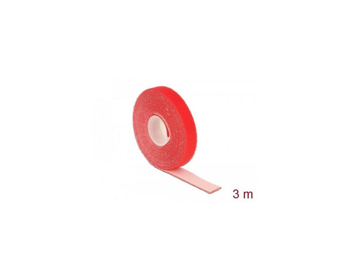 Delock Kabelbinder Klettband auf Rolle L 3 m x B 13 mm, rot von Delock
