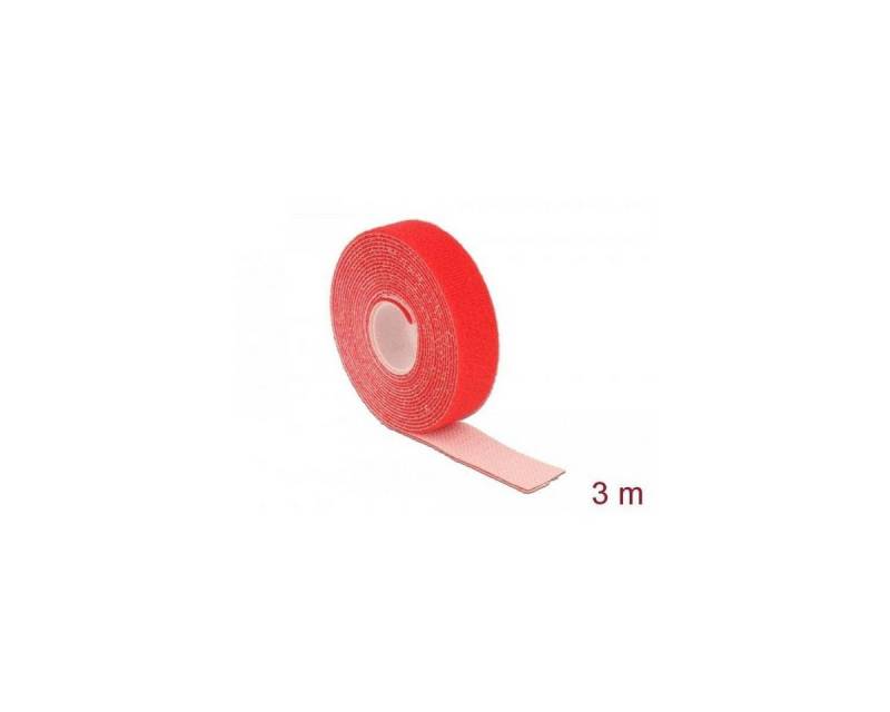 Delock Kabelbinder Klettband auf Rolle L 3 m x B 20 mm, rot von Delock