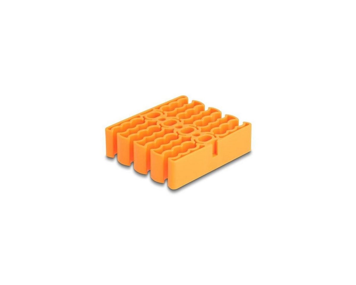 Delock Kabelkanal 66255 - Kabel-Organizer mit 24 Kabeleinführungen orange von Delock