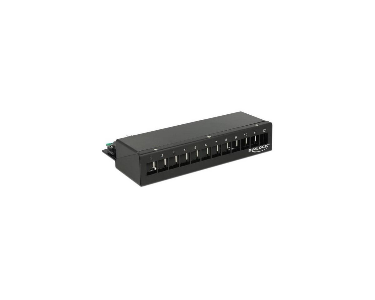 Delock Keystone Desktop Patchpanel 12 Port schwarz Netzwerk-Patch-Panel von Delock