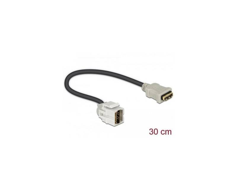 Delock Keystone Modul HDMI Buchse 250° > HDMI Buchse mit Kabel weiß HDMI-Kabel, HDMI-A, HDMI (30,00 cm) von Delock