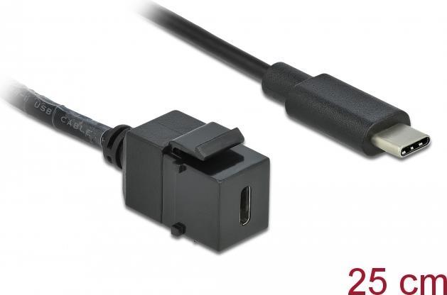 Delock Keystone Modul USB 3.0 C Buchse > USB 3.0 C Stecker mit Kabel (86398) von Delock