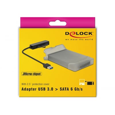 Delock Konverter USB 3.0 Typ-A Stecker  22 Pin SATA 6 Gb/s mit 2.5″ Schutzhülle von Delock