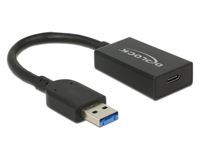 Delock Konverter USB 3.1 Gen 2 Typ-A Stecker > USB Type-C Buchse Aktiv, schwarz, 15 cm von Delock