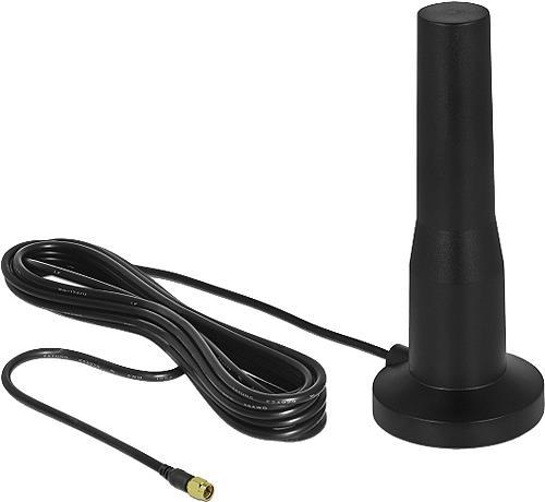 Delock LTE Antenne SMA Stecker 3 - 5 dBi 12 cm starr omnidirektional mit magnetischem Standfuß und Anschlusskabel RG-174 A/U 3 m outdoor schwarz (12586) von Delock