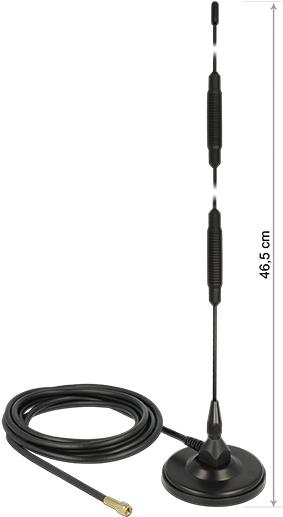 Delock LTE Antenne SMA Stecker 7 dBi starr omnidirektional mit magnetischem Standfuß und Anschlusskabel RG-58 3 m outdoor schwarz (12428) von Delock