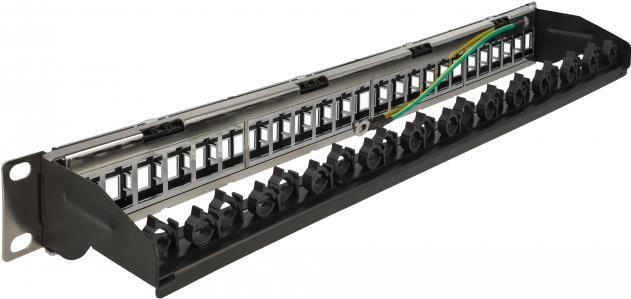 Delock - Leeres Keystone-Patchpanel - Schrankmontage - Schwarz - 1U - 48,3 cm (19) - 24 Ports (66921) von Delock