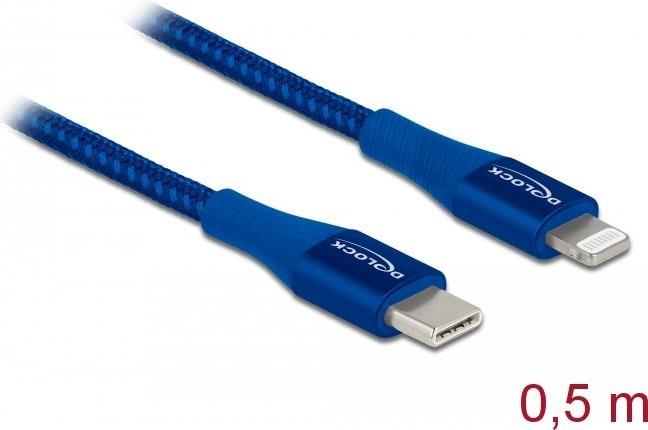 Delock - Lightning-Kabel - USB-C m�nnlich bis Lightning m�nnlich - 50cm - Blau - f�r Apple iPad/iPhone/iPod (Lightning) (85415) von Delock