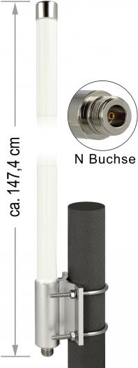 Delock LoRa 868 MHz Antenne N Buchse 8 dBi 147,4 cm omnidirektional starr Wand- und Mastmontage weiß outdoor (12504) von Delock