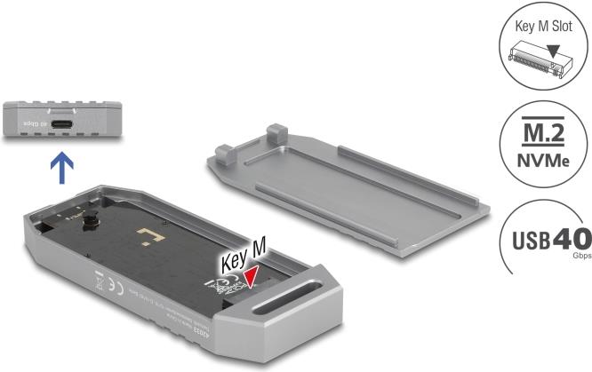 Delock M.2 NVMe SSD Gehäuse USB 40 Gbps - werkzeugfrei (42033) von Delock