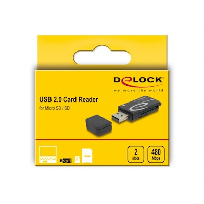 Delock Mini USB 2.0 Card Reader mit SD und Micro SD Slot von Delock