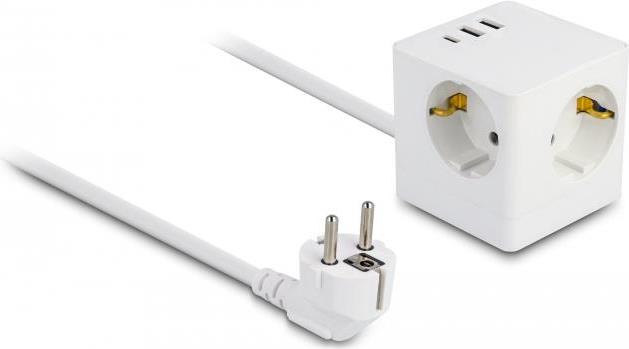 Delock - Netzteil - 17 Watt - 3,4 A - 6 Ausgabeanschlussstellen (2 x USB, USB-C, 3 x Stecker CEE 7/3) - weiß (11497) von Delock