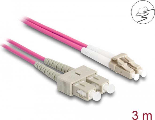 Delock - Netzwerkkabel - LC Multi-Mode (M) zu SC multi-mode (M) - 3 m - 3 mm - Glasfaser - Duplex - 50/125 Mikrometer - OM4 - halogenfrei - violett von Delock