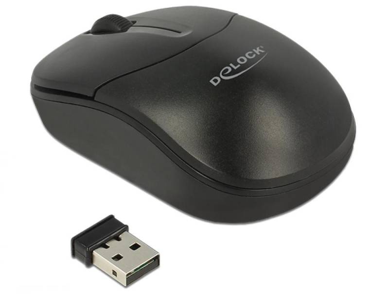 Delock Optische 3-Tasten Mini Maus 2,4 GHz wireless schwarz Maus von Delock